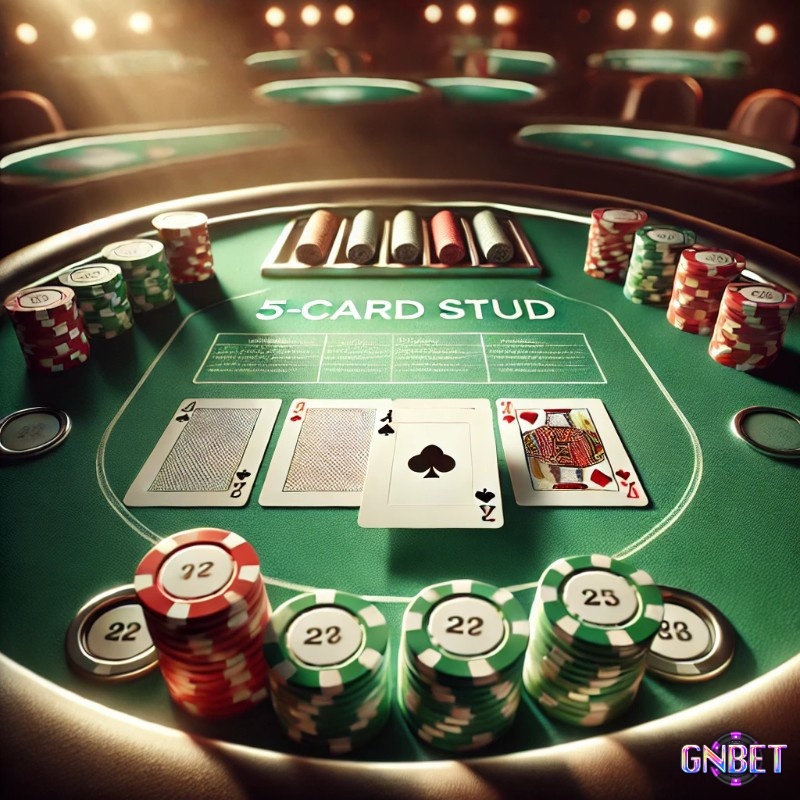 Ván Five-Card Stud cơ bản giúp người mới làm quen với cấu trúc và cách đặt cược trong Poker Stud.