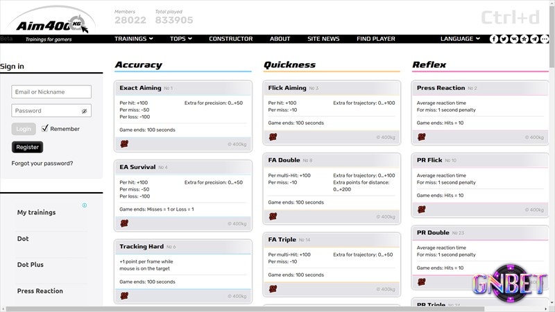 Aim400KG giúp bạn luyện phản xạ toàn diện với nhiều chế độ thử thách khác nhau