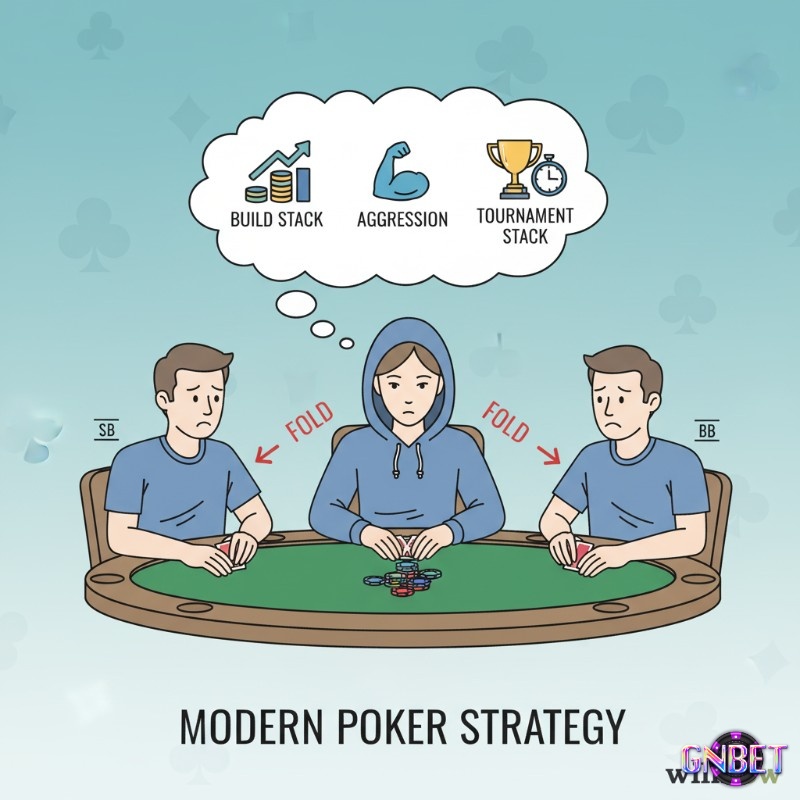Người chơi poker sử dụng chiến thuật Steal để tối ưu hóa ván bài yếu, duy trì sự chủ động và tồn tại trong giải đấu