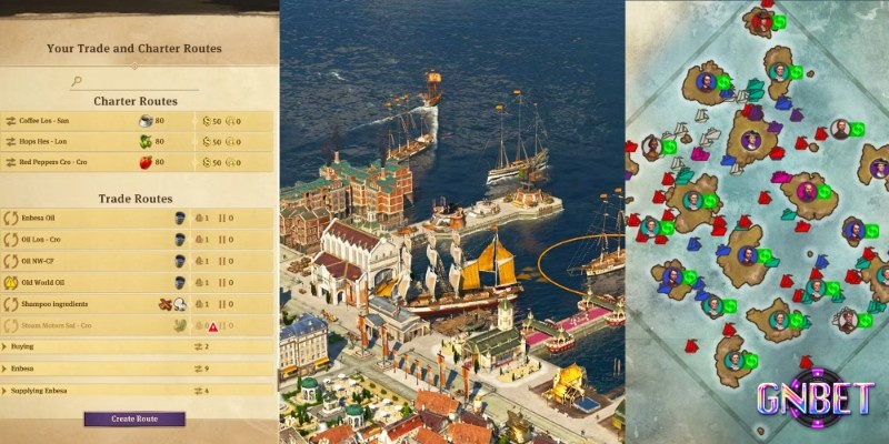 Bảng mua bán hiển thị ngưỡng giao dịch và lượng hàng tồn để tránh thiếu tài nguyên quan trọng