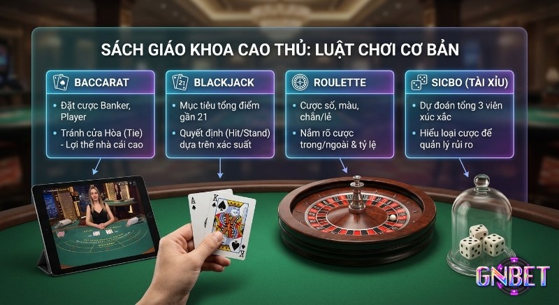 Tổng quan "Sách giáo khoa" luật chơi cơ bản Baccarat, Blackjack, Roulette, Sicbo giúp cao thủ tối ưu chiến lược