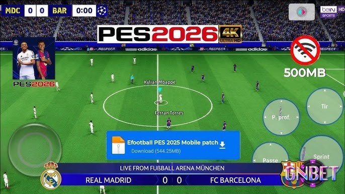 eFootball PES 2026 với đội hình thi đấu và giao diện chiến thuật trên điện thoại