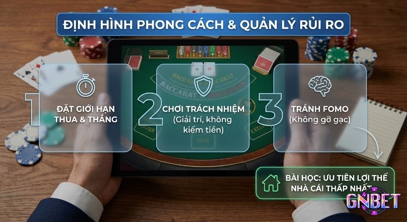 Checklist 3 bước định hình phong cách & quản lý rủi ro khi chơi: đặt giới hạn, chơi trách nhiệm, tránh FOMO, ưu tiên House Edge thấp nhất