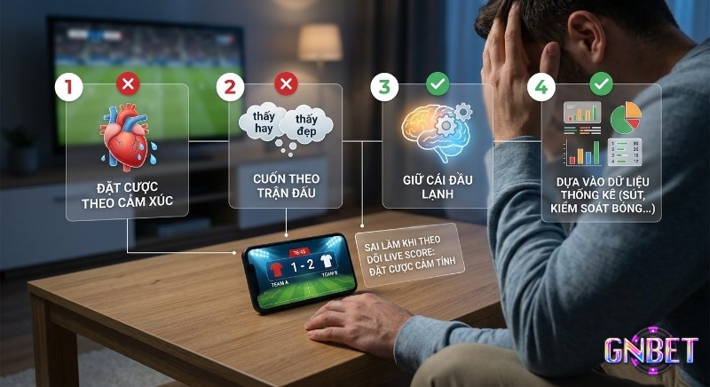 Hướng dẫn tránh sai lầm đặt cược theo cảm tính khi theo dõi live score bằng cách giữ cái đầu lạnh và áp dụng đúng cách theo dõi live score cho kèo