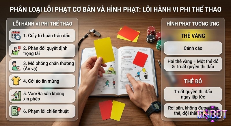 Checklist các lỗi hành vi phi thể thao cần tránh và quy định phạt thẻ vàng, thẻ đỏ theo luật thi đấu bóng đá