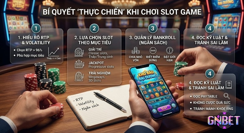 Checklist 4 bí quyết "thực chiến" Slot Game: hiểu RTP & Volatility, chọn game, quản lý vốn và tránh sai lầm