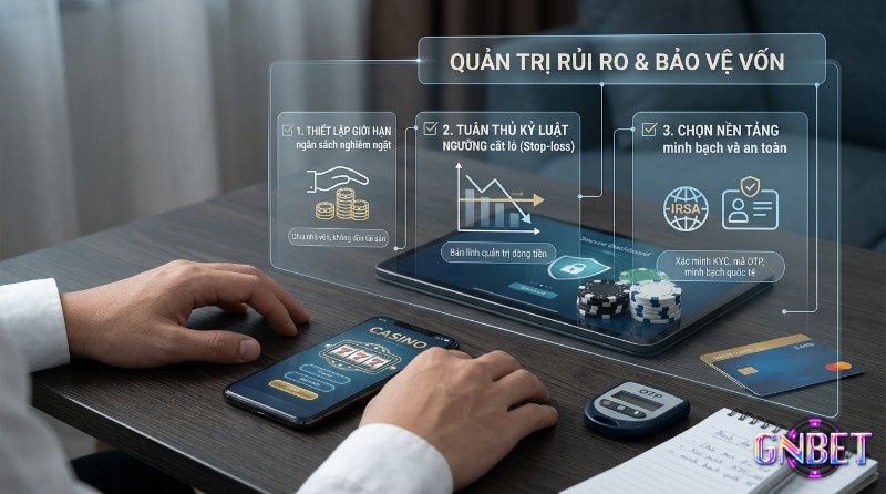 Quản trị rủi ro và bảo vệ vốn khi chơi xác suất: thiết lập ngân sách, tuân thủ cắt lỗ, chọn nền tảng minh bạch, KYC, OTP