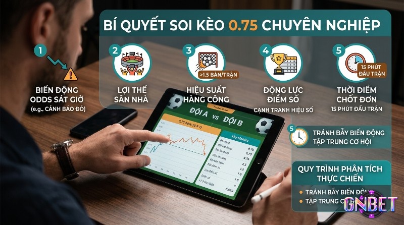 Bí quyết soi kèo 0.75 chuyên nghiệp: phân tích biến động Odds, lợi thế sân nhà, hiệu suất hàng công, động lực điểm số, thời điểm chốt đơn trong kèo 3/4 là gì
