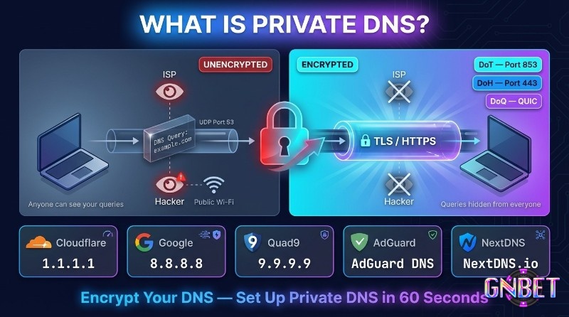 Private DNS lọc tên miền quảng cáo mà không cần root điện thoại